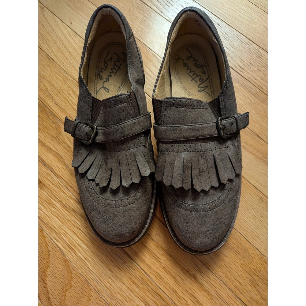 Natural Soul Dark Brown Faux Suede Kiltie Fringe Brogue Loafers Womens 9M